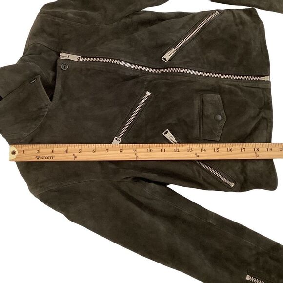 ALLSAINTS All Saints Size 4 Chine Biker Jacket Suede Goat Leather Moto Zipper - Picture 7 of 9